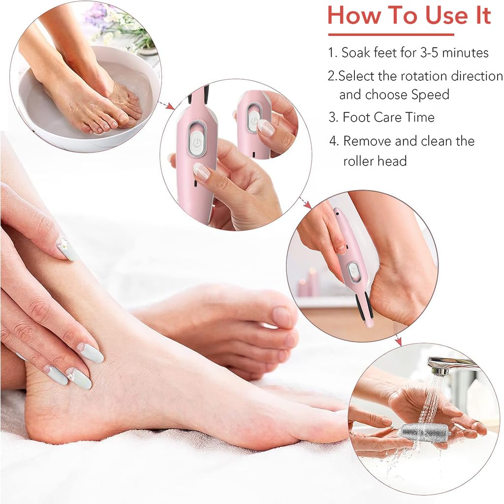 HASTHIP Callus Remover for Feet Electric USB Rechargeable Cordless Foot for Callus & Dead Skin Removal Ajustable Power Cordless Pedicure Device for Foot Callus & Feet Care HASTHIP Callus Remover for Feet Electric USB Rechargeable Cordless Foot for Callus & Dead Skin Removal Ajustable Power Cordless Pedicure Device for Foot Callus & Feet Care